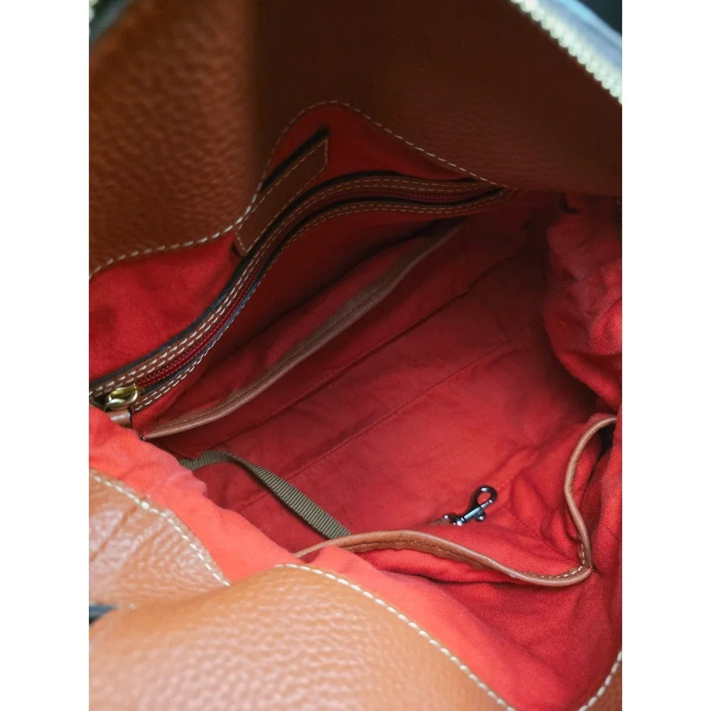 Dooney & Bourke Satchel Burnt Orange Pebbled Leather USA Tassel Crossbody Bag